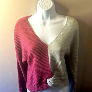 Burgundy and gray junior sweater.